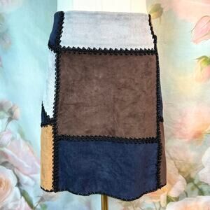 Romeo & Juliet Couture Multicolor Patchwork Faux Suede Mini Skirt